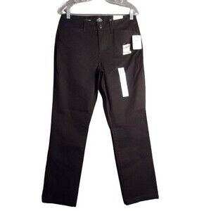 St Johns Bay Comfort Waist Secretly Slender Mid Rise Straight Leg Pants Black 6P